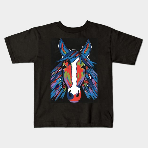 SPIRITED Horse Painting Kids T-Shirt by SartorisArt1